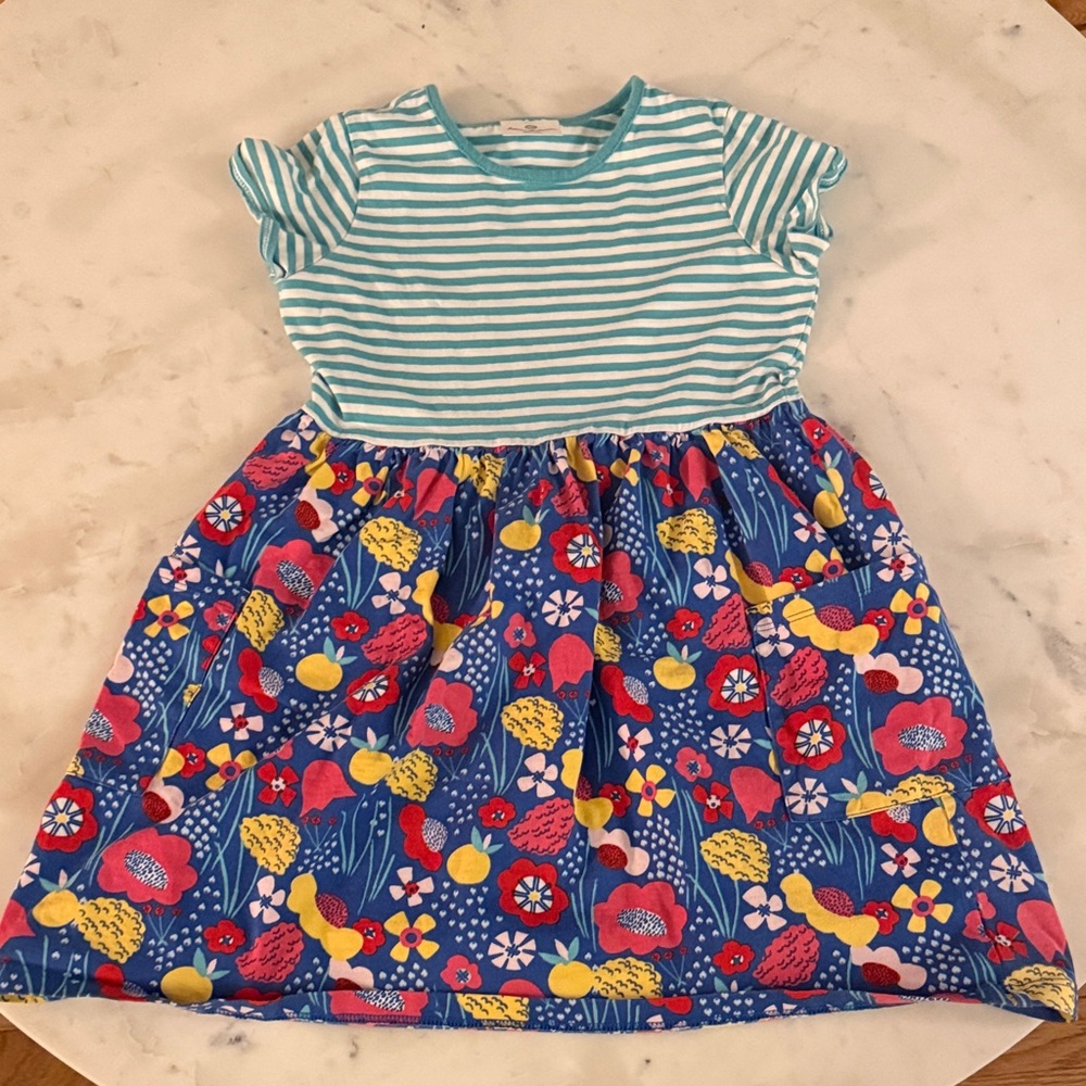 Hanna Andersson Blue Striped and Floral Dress